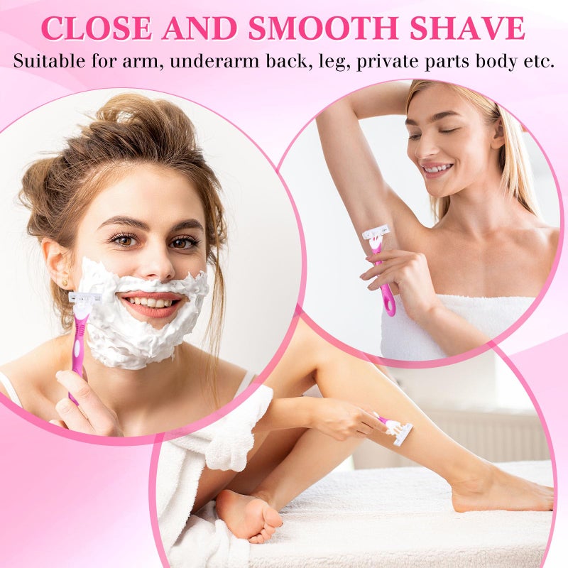Leriton 72 Count Women's Disposable Razors Blades Bulk 3 Blade Razors for Women Disposable Head Razor Sensitive Skin Razor Comfortable Shave for Bathing Hotel Travel - Image 5