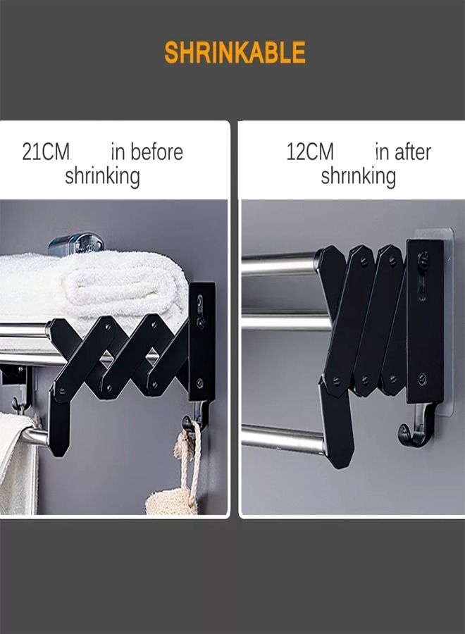 فاشون هوم أجهزة الحمام منشفة الرف شماعات قضيب قابلة للطي - Image 3