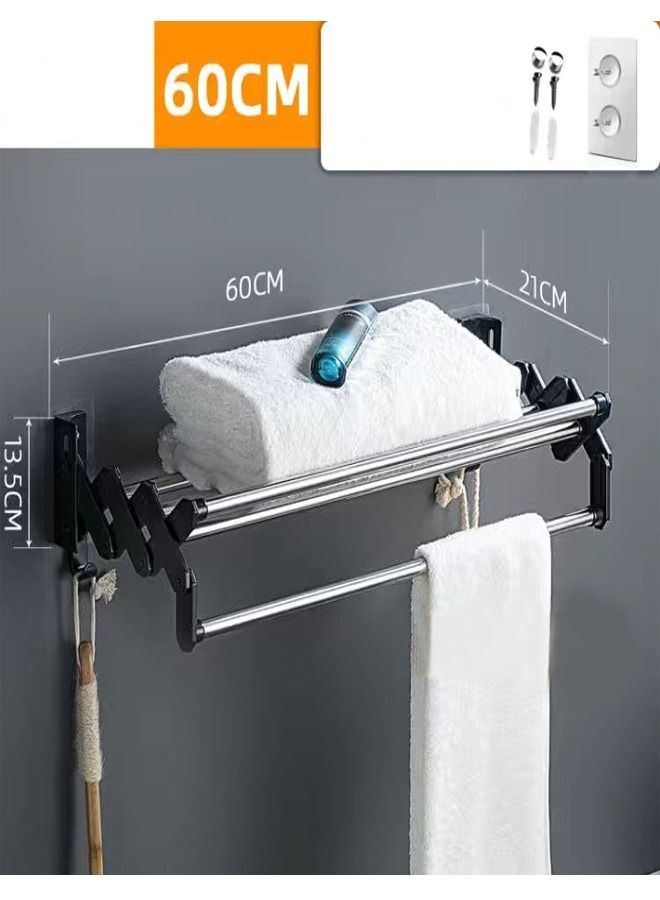 فاشون هوم أجهزة الحمام منشفة الرف شماعات قضيب قابلة للطي - Image 4