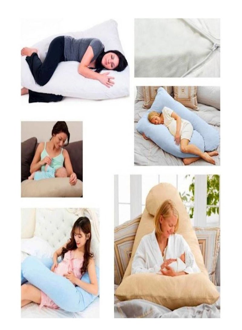 Pregnant Women’s Side Sleeping Pillow, U-Shaped Multifunctional, Breastfeeding Pillow Blue - Image 4