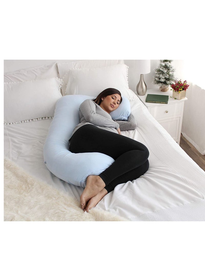 Pregnant Women’s Side Sleeping Pillow, U-Shaped Multifunctional, Breastfeeding Pillow Blue - Image 1