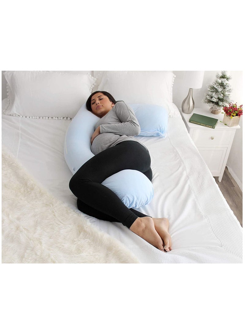 Pregnant Women’s Side Sleeping Pillow, U-Shaped Multifunctional, Breastfeeding Pillow Blue - Image 3