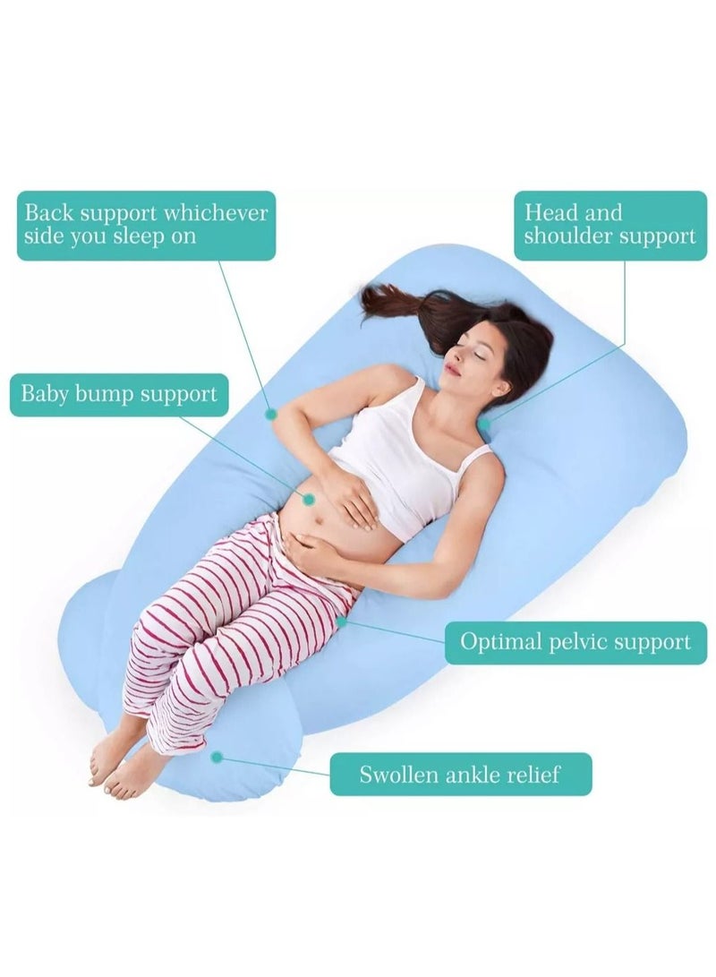 Pregnant Women’s Side Sleeping Pillow, U-Shaped Multifunctional, Breastfeeding Pillow Blue - Image 5