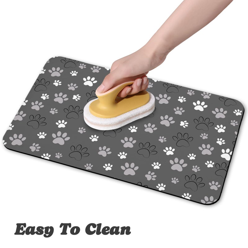 Zoeeya Dog Food Mat, Absorbent Water Bowl Mats Cat Pet Feeding Placemats Dark Gray 12 * 20 inch - Image 4