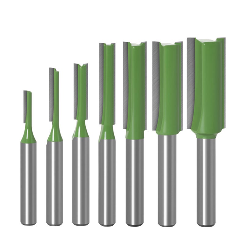 7PCS Router Bits Set 6mm Shank 3 4 5 6 8 10 12mm Diameter Double Flute Straight Bit for Woodworking Milling Cutter Tool - Image 1