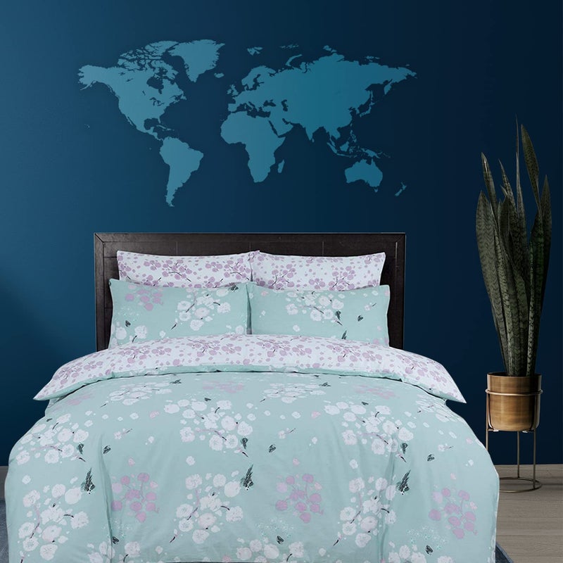 DTEX HOMES King Size Duvet Cover Sets 100 Pure Cotton Reversible Printed Hotel Quality Duvet Cover Ultra Soft Easy Care bedding sets king size Super Soft and Luxury Duvet Cover Sets Blossom DuckEgg
