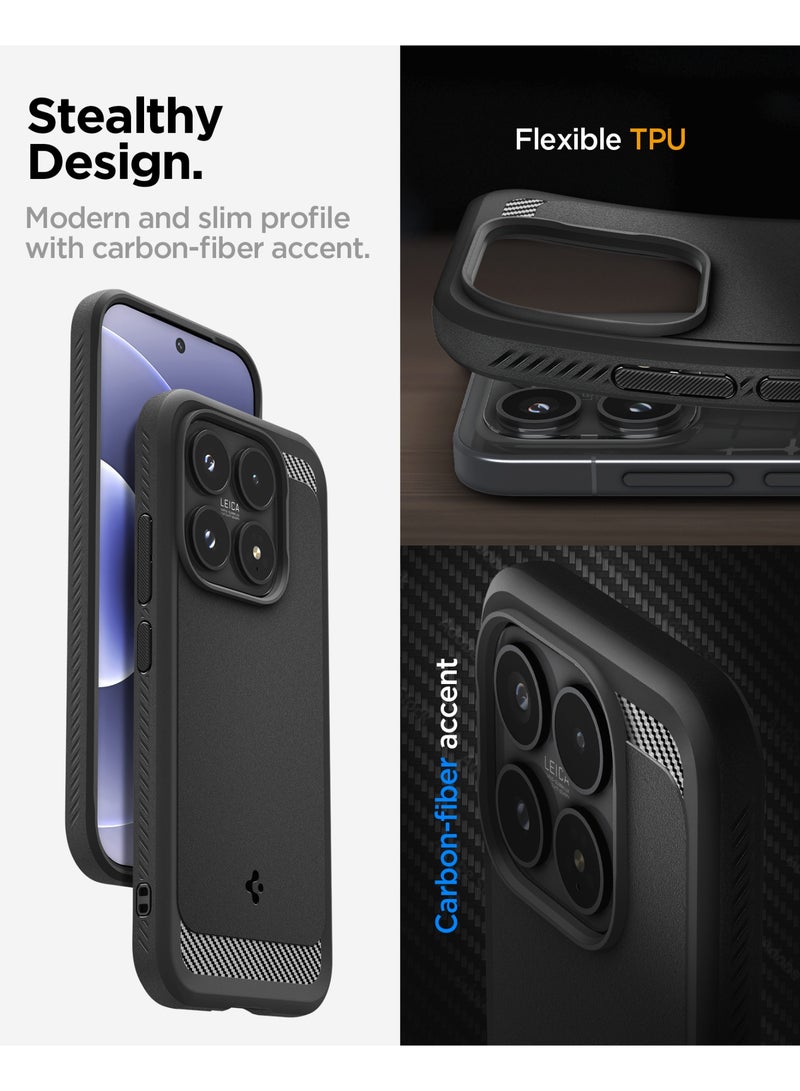 Spigen Rugged Armor for Xiaomi 17 Case Cover with Carbon Fiber accents - Matte Black - Image 4