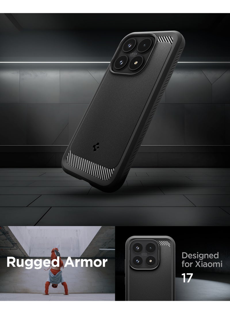 Spigen Rugged Armor for Xiaomi 17 Case Cover with Carbon Fiber accents - Matte Black - Image 2