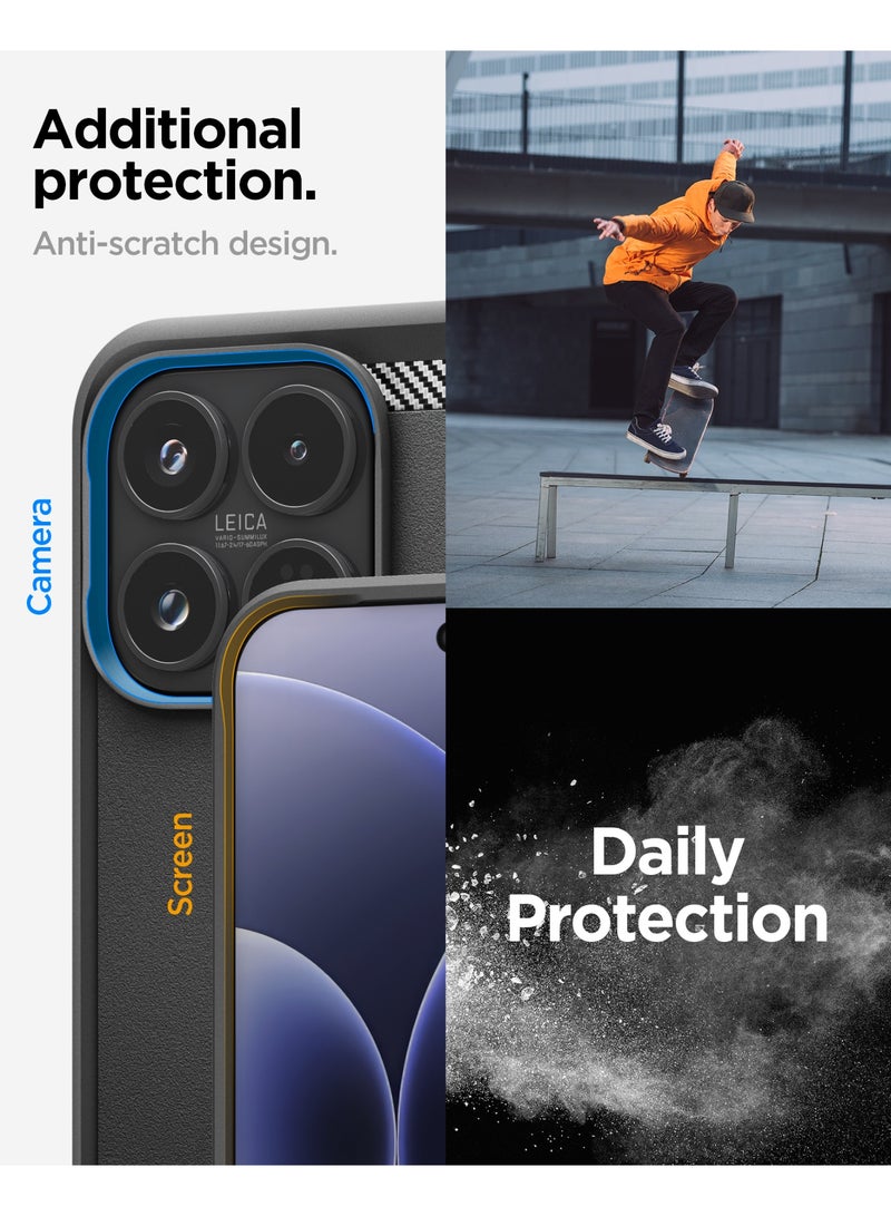 Spigen Rugged Armor for Xiaomi 17 Case Cover with Carbon Fiber accents - Matte Black - Image 5