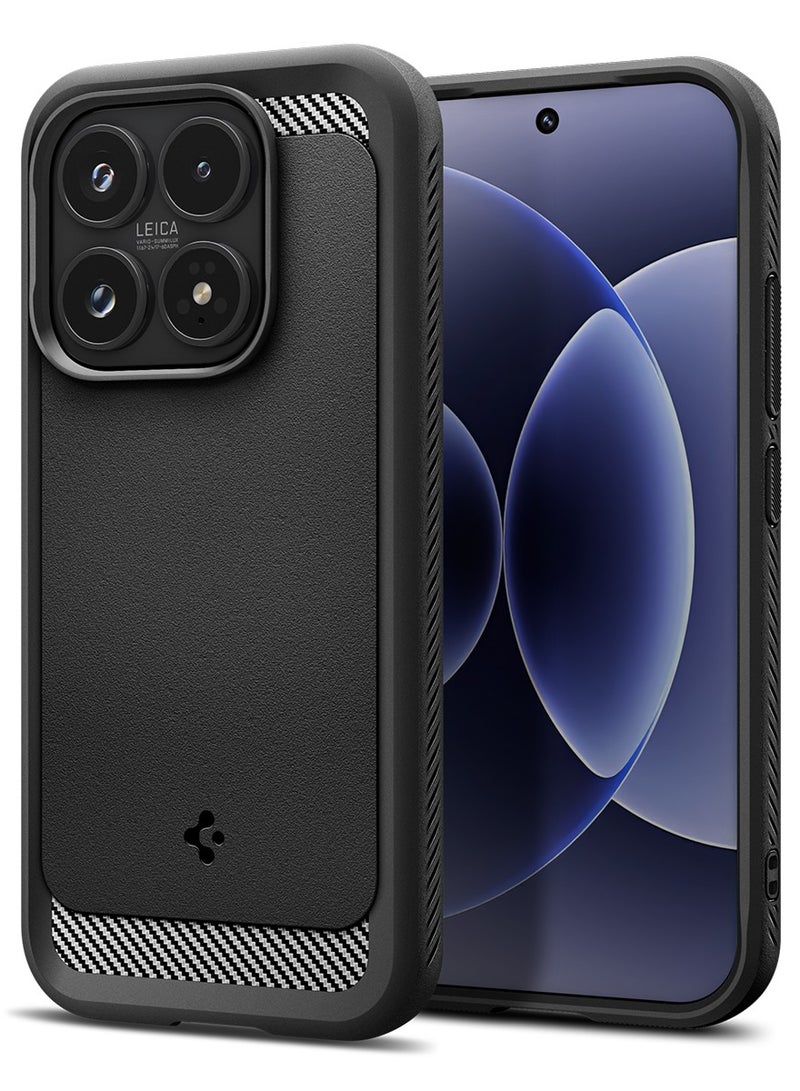 Spigen Rugged Armor for Xiaomi 17 Case Cover with Carbon Fiber accents - Matte Black - Image 1