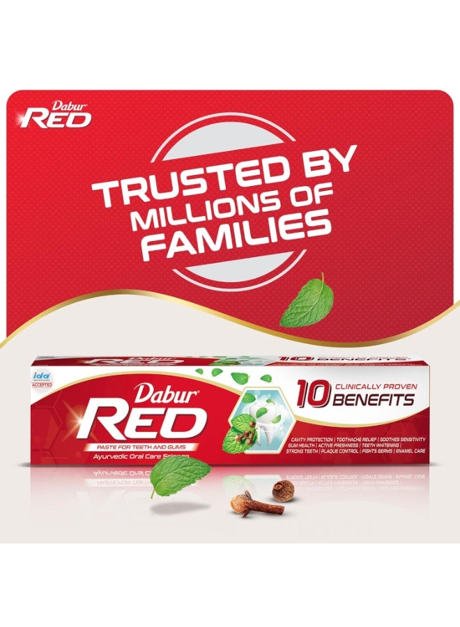 دابر معجون أسنان دابر ريد - 800 جرام (200 جرام × 4) | يوفر حماية من الجراثيم، وحماية من التجويف، وإزالة البلاك | يمنع نزيف اللثة، واصفرار الأسنان، وألم الأسنان، ورائحة الفم الكريهة - Image 4