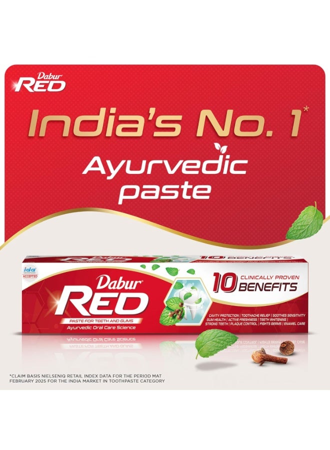 دابر معجون أسنان دابر ريد - 800 جرام (200 جرام × 4) | يوفر حماية من الجراثيم، وحماية من التجويف، وإزالة البلاك | يمنع نزيف اللثة، واصفرار الأسنان، وألم الأسنان، ورائحة الفم الكريهة - Image 5