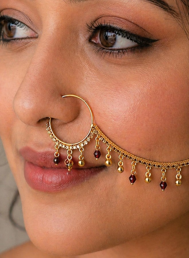 SMARNN Gold Plated Nath Nose Ring for Women Girls (Style 14) - Image 3