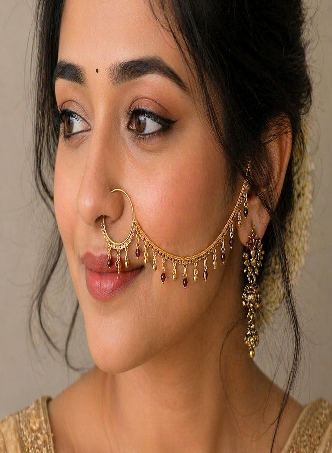 SMARNN Gold Plated Nath Nose Ring for Women Girls (Style 14) - Image 2