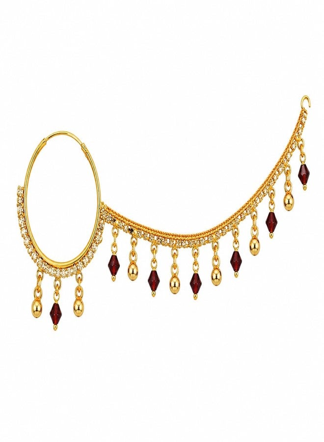 SMARNN Gold Plated Nath Nose Ring for Women Girls (Style 14) - Image 1