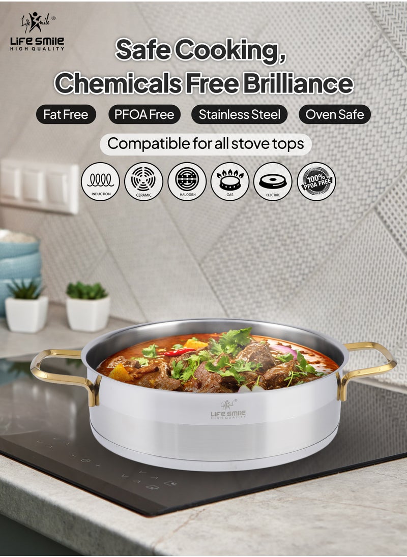 6-Piece President Series Premium 18/10 Stainless Steel Shallow Cooking Pot Set - Induction 3-Ply Thick Base Casserroles 20/24/28cm with Glass Lid for Even Heating Oven Safe Silver - pzsku/Z71058F28FE6CC2B6AFA7Z/45/_/1711521603/1361261e-f27b-4260-95a3-d47e0ca6242b