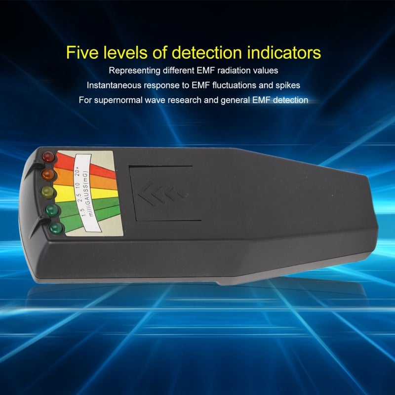 كاشف المجالات الكهرومغناطيسية (EMF) من 0 إلى أكثر من 20 ملي غاوس بدقة 5%، تصميم محمول وخفيف الوزن - جهاز اختبار كهرومغناطيسي بمؤشر LED بخمسة مستويات لأبحاث ما وراء الطبيعة ورصد المجالات الكهرومغناطيسية في الحياة اليومية - Image 4
