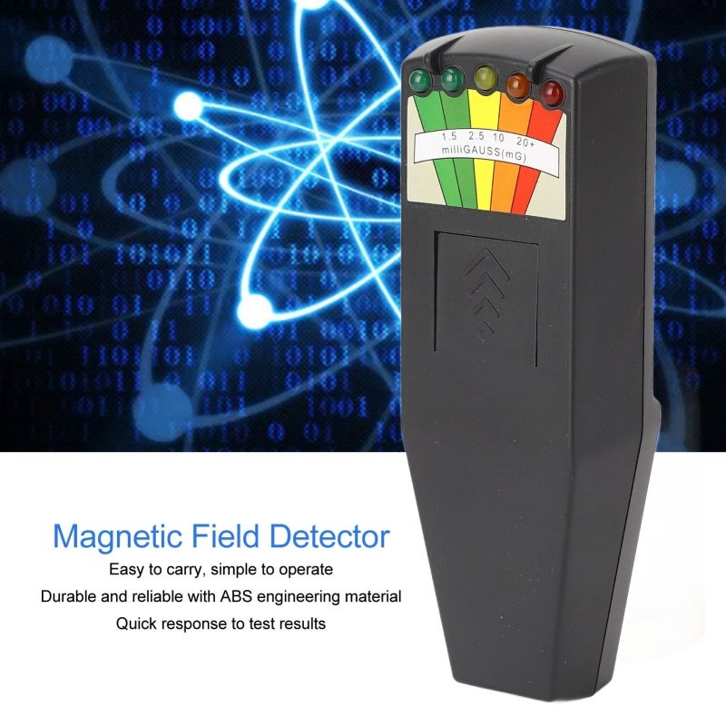 كاشف المجالات الكهرومغناطيسية (EMF) من 0 إلى أكثر من 20 ملي غاوس بدقة 5%، تصميم محمول وخفيف الوزن - جهاز اختبار كهرومغناطيسي بمؤشر LED بخمسة مستويات لأبحاث ما وراء الطبيعة ورصد المجالات الكهرومغناطيسية في الحياة اليومية - Image 3