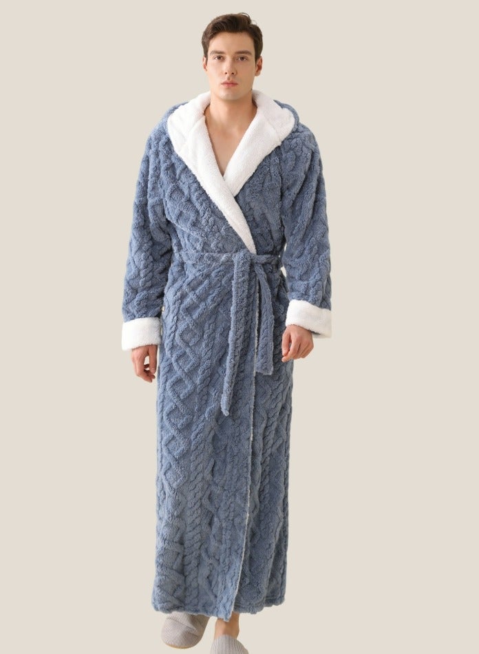 إسكدنيا جنس واحد الشتاء طويل سميكة مغطاة الشعاب المرجانية الصوف فستان ليلي الغبار الأزرق - Image 1