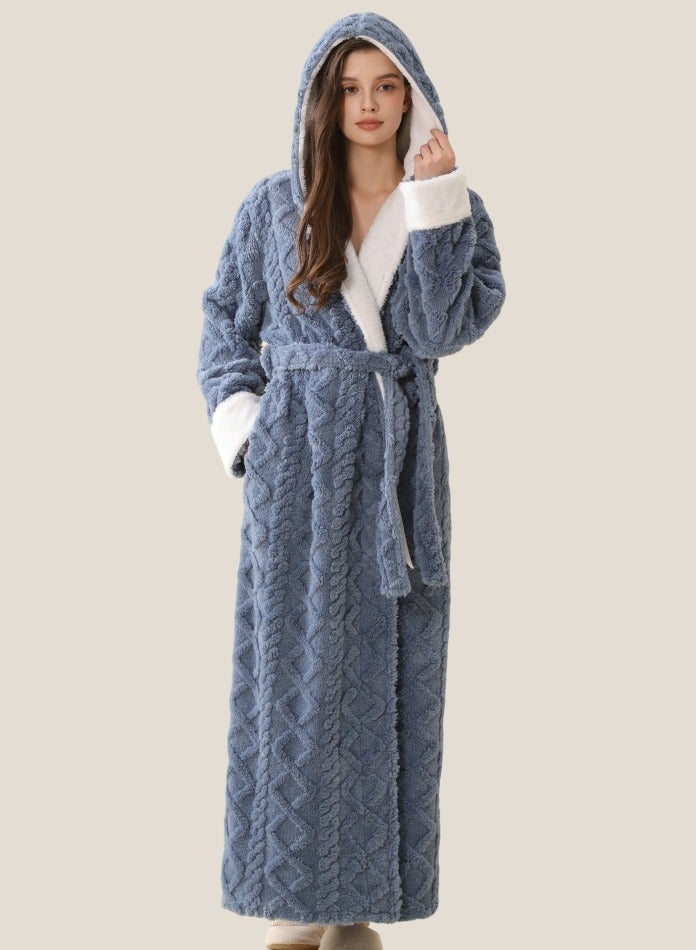 إسكدنيا جنس واحد الشتاء طويل سميكة مغطاة الشعاب المرجانية الصوف فستان ليلي الغبار الأزرق - Image 2