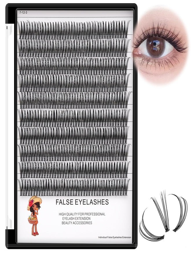 Bodermincer 400pcs D Curl Lash Clusters 8-10-12-14mm/10-12-14-16mm MIX Fish Tail Lash Cluster Premade Volume Lash Fans Volume Lashes Knotted (Black 10mm) - Image 1