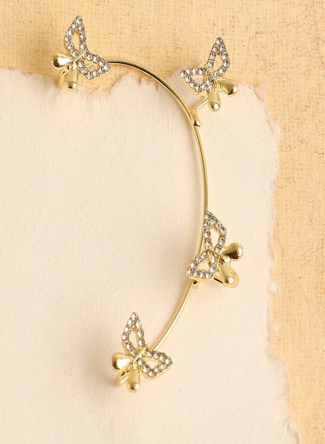 SOHI Gold Plated Butterfly Cuff Earrings For Women , Ear Wire , Gold Plated , Cute Earrings For Girls, Fancy Earrings For Women Stylish, Fashion Jewellery For Women , Light Weight Stylish - Image 2