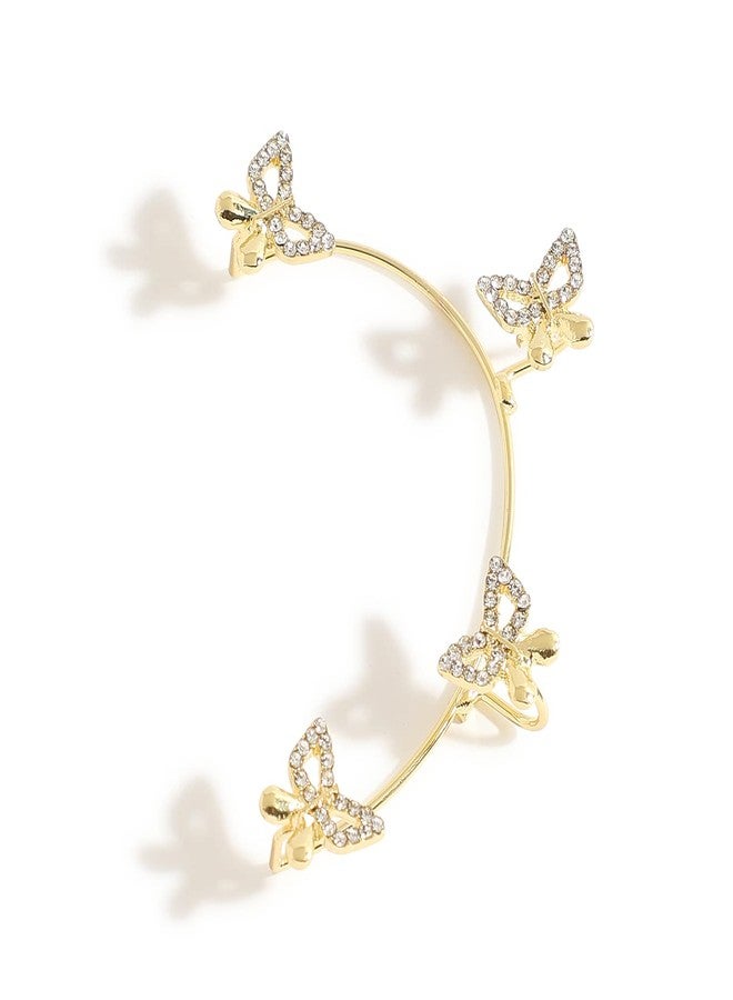 SOHI Gold Plated Butterfly Cuff Earrings For Women , Ear Wire , Gold Plated , Cute Earrings For Girls, Fancy Earrings For Women Stylish, Fashion Jewellery For Women , Light Weight Stylish - Image 1