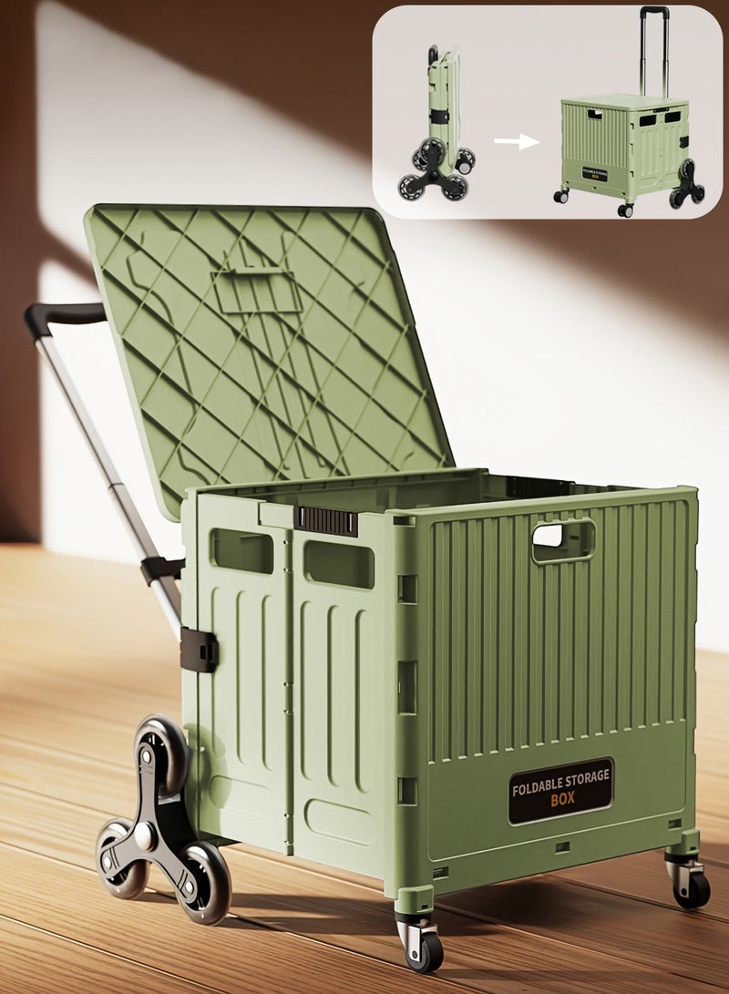 Folding Shopping Trolley with Stair Climbing Wheels，Adjustable Height Grocery Cart with Cover，Multifunctional Storage Cart，Durable and Sturdy, for Groceries Travel Picnic Camping Office - Image 1