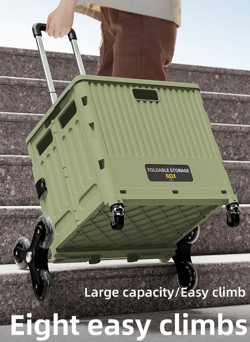 Folding Shopping Trolley with Stair Climbing Wheels，Adjustable Height Grocery Cart with Cover，Multifunctional Storage Cart，Durable and Sturdy, for Groceries Travel Picnic Camping Office - Image 2