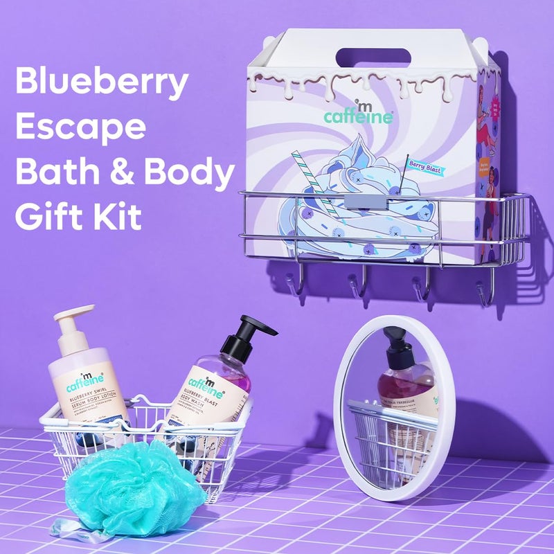 MCaffeine mcaffeine Blueberry Escape Bath  Body Gift KitBody Wash Body Lotion Teal LoofahGift Set For Men And WomenPampering Kit For Birthday Anniversary  All Special Occasions 100 Vegan - Image 2
