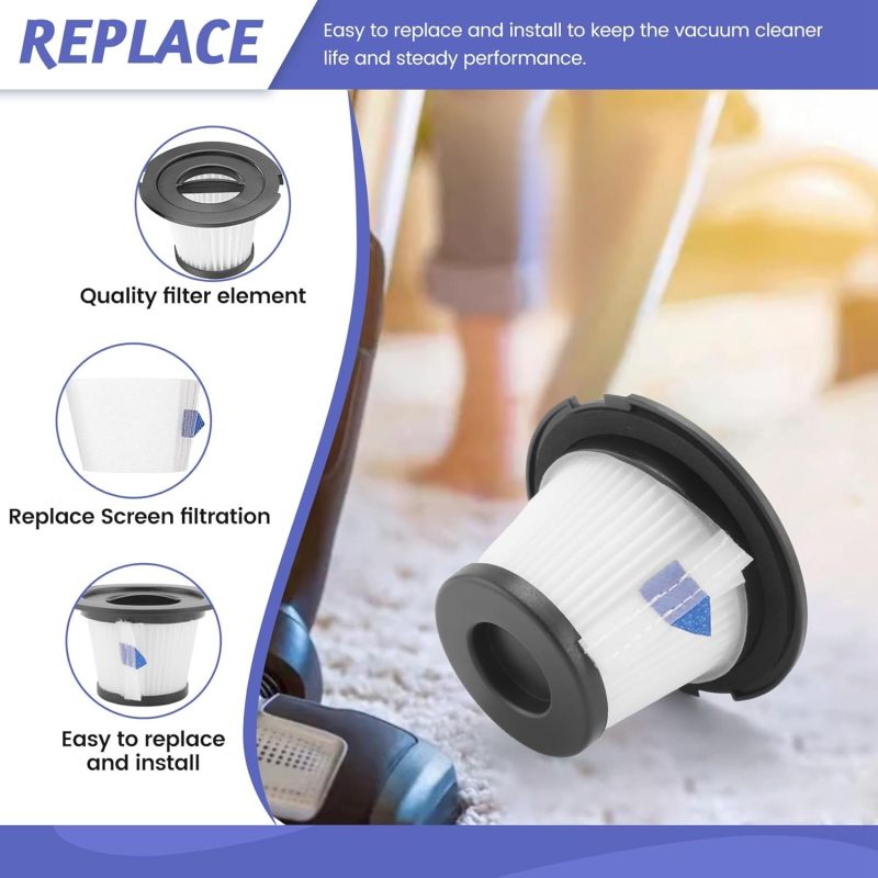 HEPA Replacement Filter White - Easy To Install Reusable High Efficiency Filter for T6 C17 T1 Cordless Stick Vacuum - Image 5