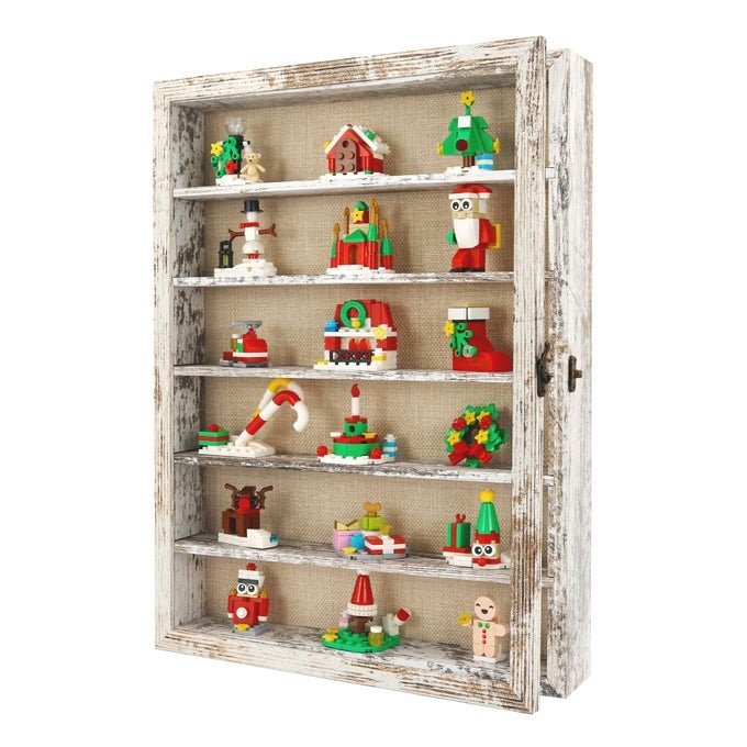 Shadow Box Frame Display Case 12x16 with Removable Shelves Deep Memory Box Trinket Knick Knack Shelf Cabinet for Collector Keepsake Coins Military Medals Wedding Flowers White