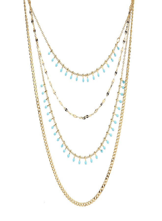 SALTY Anti Tarnish Sleek Layered Necklace for Women | Stylish Chain | Latest Fashion Jewellery Accessories | Minimal Jewelry | Ideal for Gifting | Marriage, Birthday | Gift for Valentine Day - Image 1
