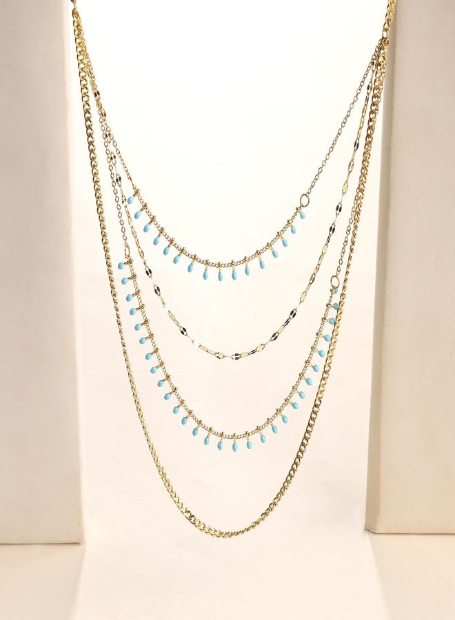 SALTY Anti Tarnish Sleek Layered Necklace for Women | Stylish Chain | Latest Fashion Jewellery Accessories | Minimal Jewelry | Ideal for Gifting | Marriage, Birthday | Gift for Valentine Day - Image 3