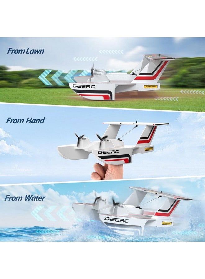 DEERC RC Plane for Water Land & Air, Amphibious Tri-Phibian Aircraft, 3CH Remote Control Plane W/ 2 Batteries, 2.4GHz RTF Airplane Glider for Boy Girl - Image 3