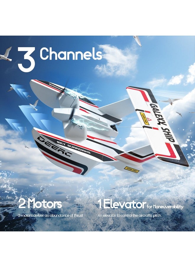 DEERC RC Plane for Water Land & Air, Amphibious Tri-Phibian Aircraft, 3CH Remote Control Plane W/ 2 Batteries, 2.4GHz RTF Airplane Glider for Boy Girl - Image 4