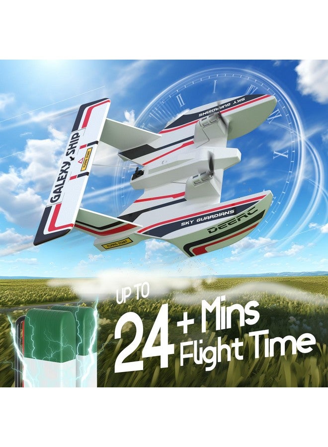 DEERC RC Plane for Water Land & Air, Amphibious Tri-Phibian Aircraft, 3CH Remote Control Plane W/ 2 Batteries, 2.4GHz RTF Airplane Glider for Boy Girl - Image 5