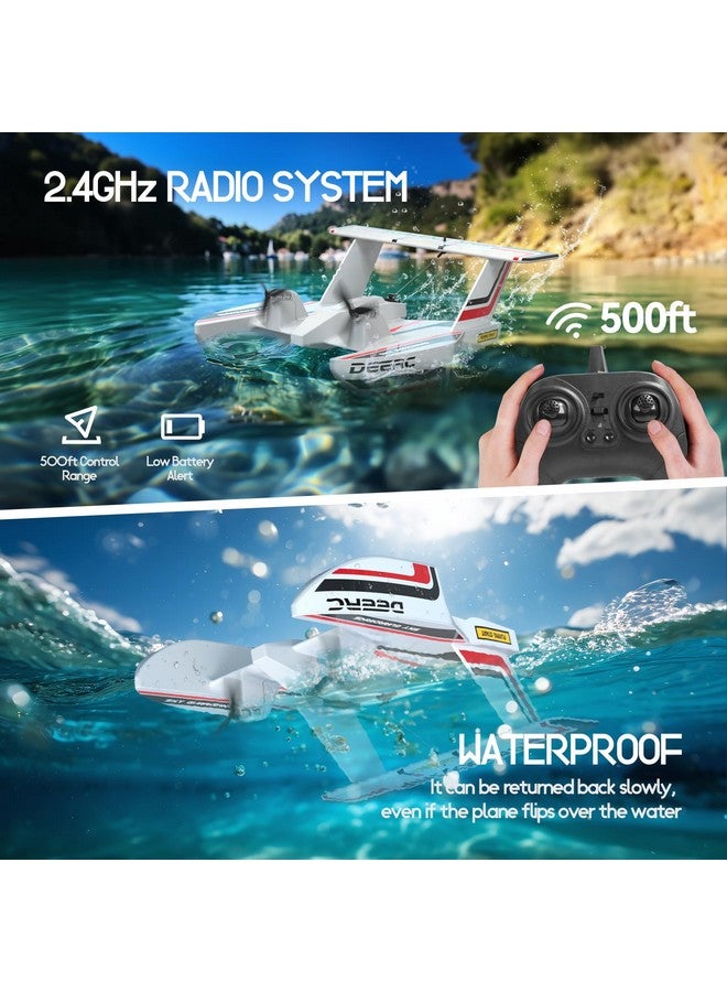 DEERC RC Plane for Water Land & Air, Amphibious Tri-Phibian Aircraft, 3CH Remote Control Plane W/ 2 Batteries, 2.4GHz RTF Airplane Glider for Boy Girl - Image 2