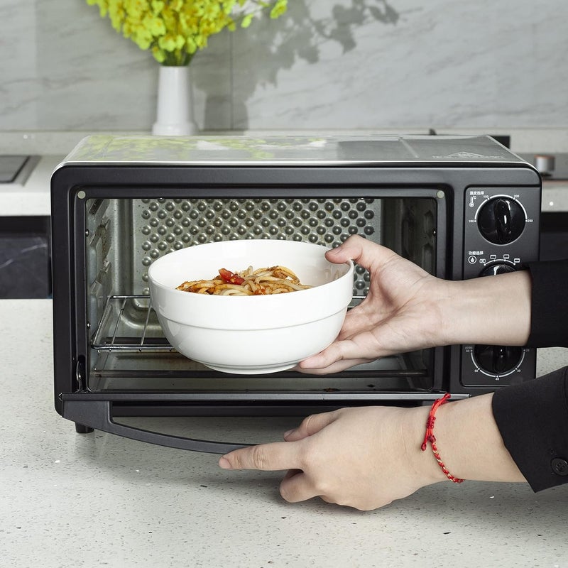 HAPPY KIT 6 Ceramic Soup Bowls Cereal Bowls Set of 6 24OZ White Bowls for Kitchen Serving Bowls for Cereal Soup Rice Pasta Salad Oatmeal Thickedge Nonslip Design - Image 5