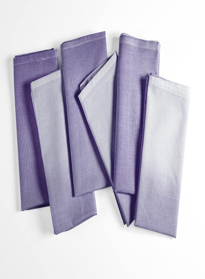 FINGERCRAFT Cloth Napkins Set of 6 Cotton Blend 20x20 Inch Large Size Dinner Napkins Cloth Perfect for Parties Dinners Weddings Cocktail Christmas Easter Ombre Tie Dye Purple - Image 1