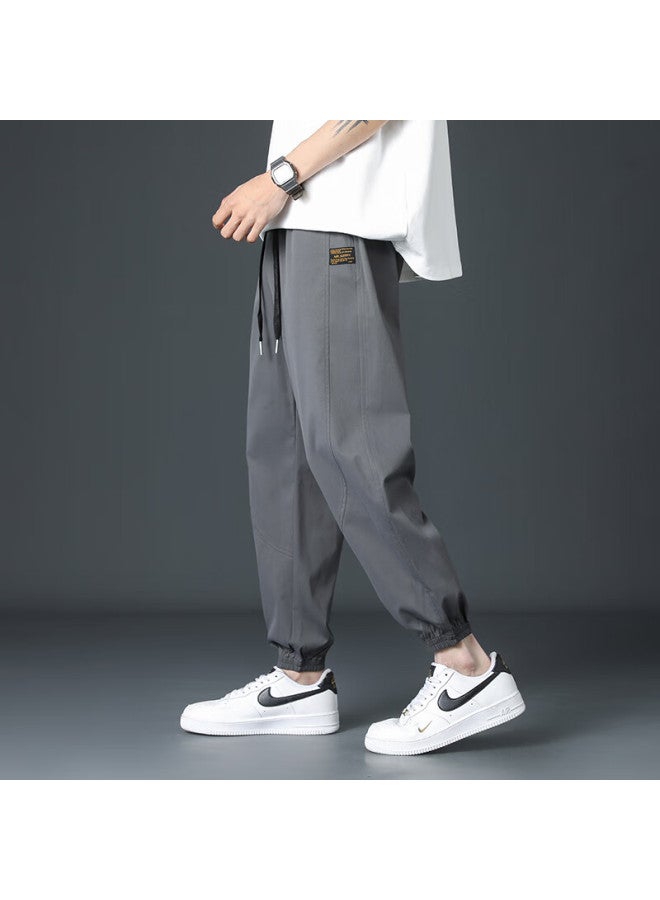 Foss Phil Men's Casual Pants, Spring And Summer Versatile Loose-fit Joggers, Trendy Straight-leg Athletic Cropped Pants, 237 Dark Gray, 4XL - Image 5