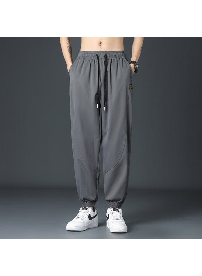 Foss Phil Men's Casual Pants, Spring And Summer Versatile Loose-fit Joggers, Trendy Straight-leg Athletic Cropped Pants, 237 Dark Gray, 4XL - Image 2