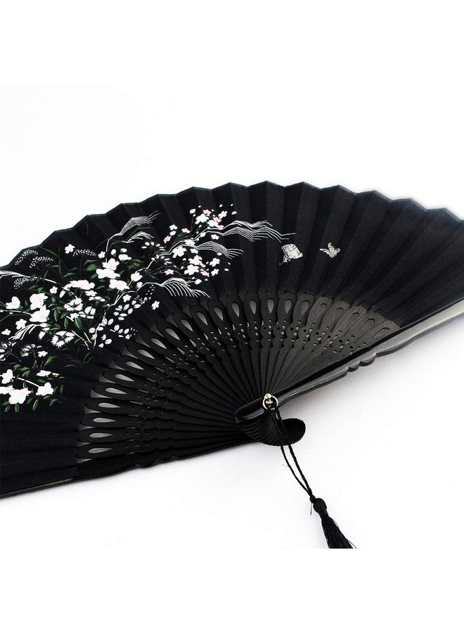 ووب مروحة يدوية قابلة للطي من Wobe Grassflowers - مع غلاف من القماش للحماية كهدية عيد ميلاد - مروحة يدوية قابلة للطي للنساء على الطراز الصيني/الياباني القديم مروحة يدوية قابلة للطي للديكور المنزلي - Image 4