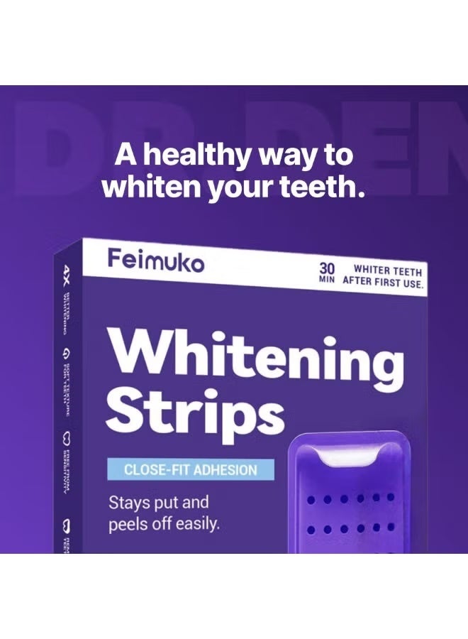 Feimuko 2-PACKS Teeth Whitening Strips |  30-Min Fast Results, Enamel-Safe & Sensitivity-Free for Stain Removal – Close-Fit Adhesion, Gentle Contact Feel 14 Strips*2 - Image 3