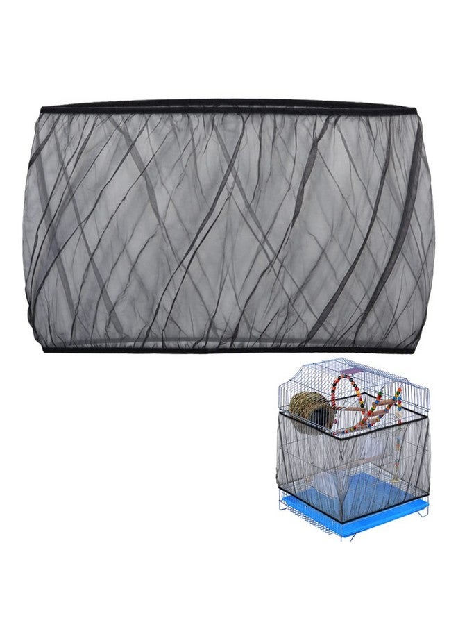 Chihutown Bird Cage Seed Catcher, Bird Cage Mesh Guard Netting, Bird Cage Seed Guard Skirt, Parakeet Cage Skirt For Round Square Cages (Black) - Image 1