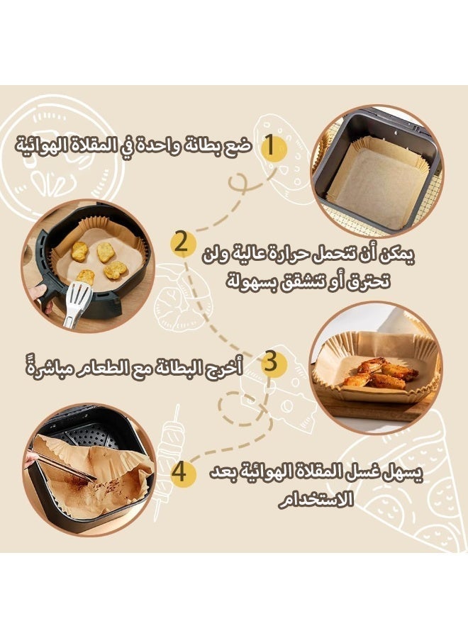 فلوكسهوم ‎١٠٠ قطعة من أوراق الخَبز المربعة للاستعمال مرة واحدة في المقلاة الهوائية – مصنوعة من ورق الزبدة بدرجة غذائية، مقاوم للزيت والماء، مناسبة للخبز والتحميص واستخدام الميكروويف (‎20‎سم / ‎7.8‎بوصة). - Image 5