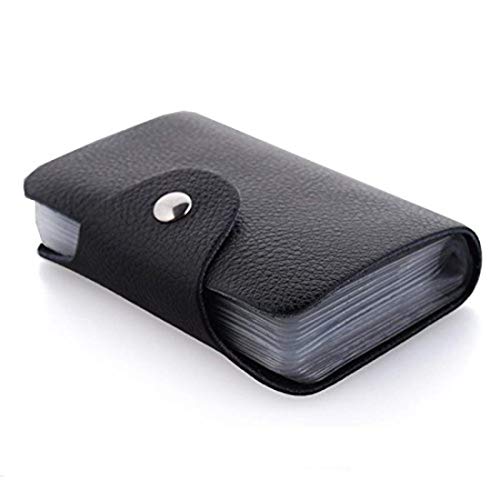GreatDio Leather Credit Card Holder/Business Card Holder/ATM Card Holder for Women Men- 12 Slot Holds Upto 24 Cards (Black) - Image 4