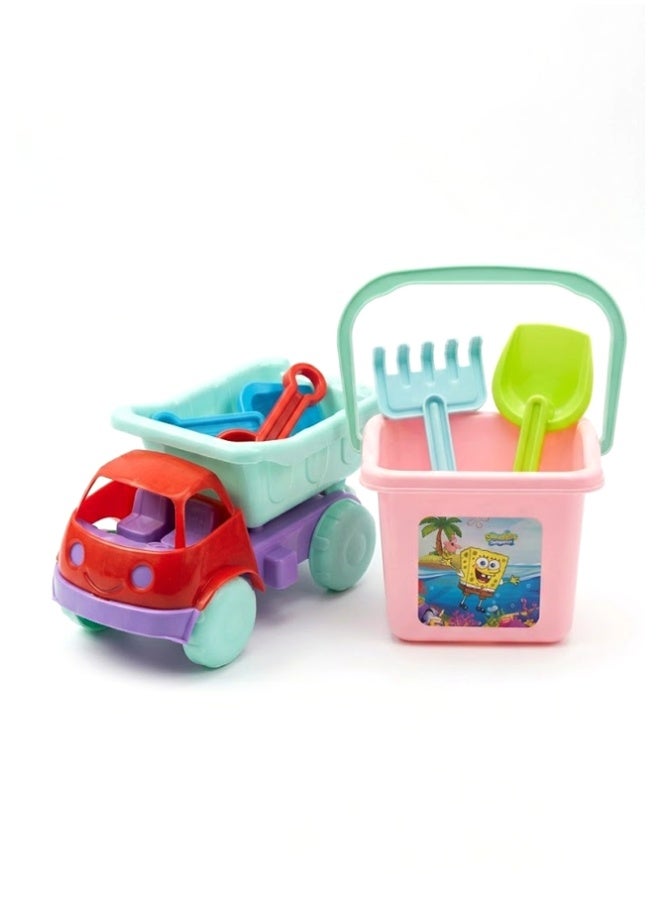 Crazy Boss Kids Beach Toy Set with Truck | Sand Play Bucket, Shovel & Rake | Outdoor Sand Toys for Children - Image 1