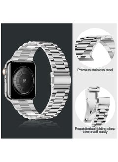 Digipace Lightweight Stainless Steel Band Designed for Apple Watch Ultra 2&Ultra, Series 1&10,46mm,45mm,44mm,42mm,Replacement iWatch Bands for Men & Women,Bright Silver  - Image 2