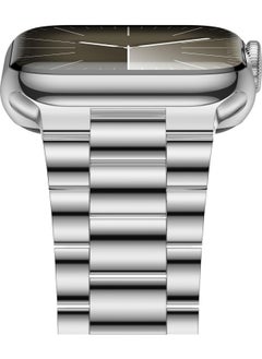 Digipace Lightweight Stainless Steel Band Designed for Apple Watch Ultra 2&Ultra, Series 1&10,46mm,45mm,44mm,42mm,Replacement iWatch Bands for Men & Women,Bright Silver  - Image 1